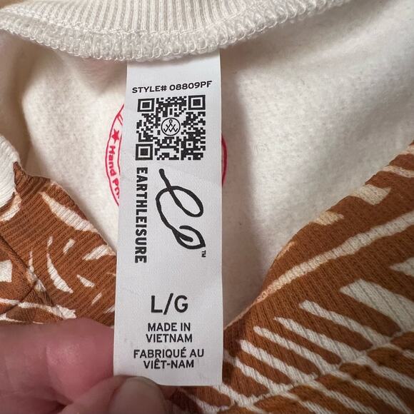 Lucky Fish x Earthleisure Hand-Printed Brown & White Graphic Sweatshirt | Large - Picture 3 of 6